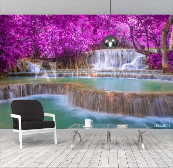 Picture of Waterfall in rain forest Tat Kuang Si Waterfalls at Luang praba